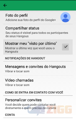 notificações hangouts