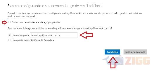 nova senha no outlook