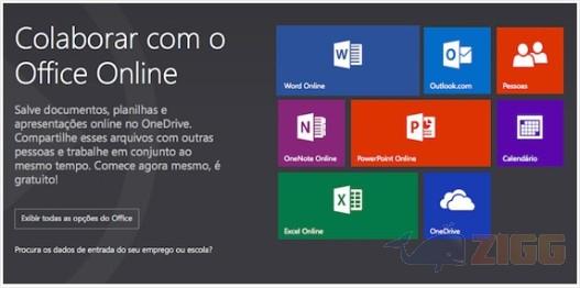 Após carregar o site, selecione a opção Word Online.