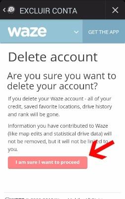 excluir conta waze