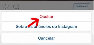 remover anúncios instagram