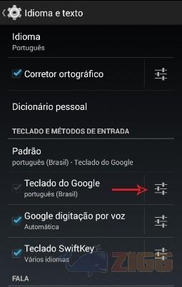 desativar vibração teclado android