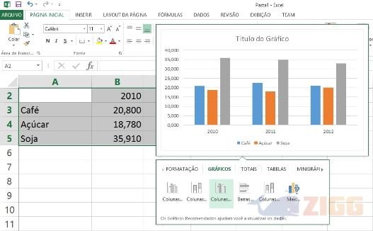 Criando um gráfico de barras no excel