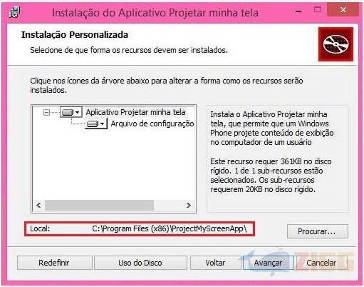 Instalação do app Projeta Minha Tela