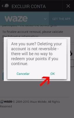 excluir conta waze