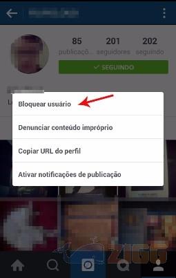 bloquear usuario instagram