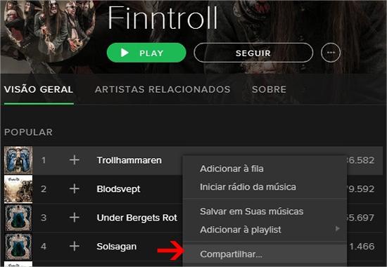 compartilhar músicas spotify